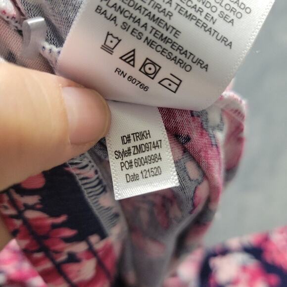 Midnight Pant Womens Medium Floral Blue Pink Straight Comfort Stretch Pull On M - Picture 8 of 12